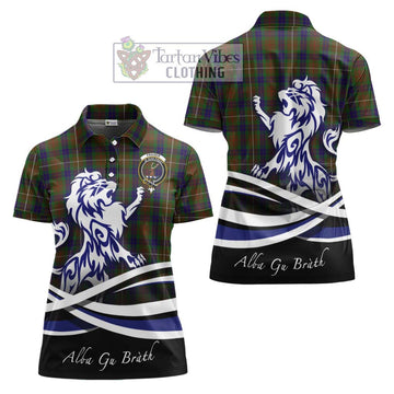 Fraser Hunting Tartan Women's Polo Shirt with Alba Gu Brath Regal Lion Emblem