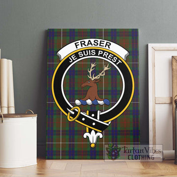 Fraser Hunting Tartan Canvas Print Wall Art with Family Crest