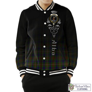 Fraser Hunting Tartan Baseball Jacket Featuring Alba Gu Brath Family Crest Celtic Inspired