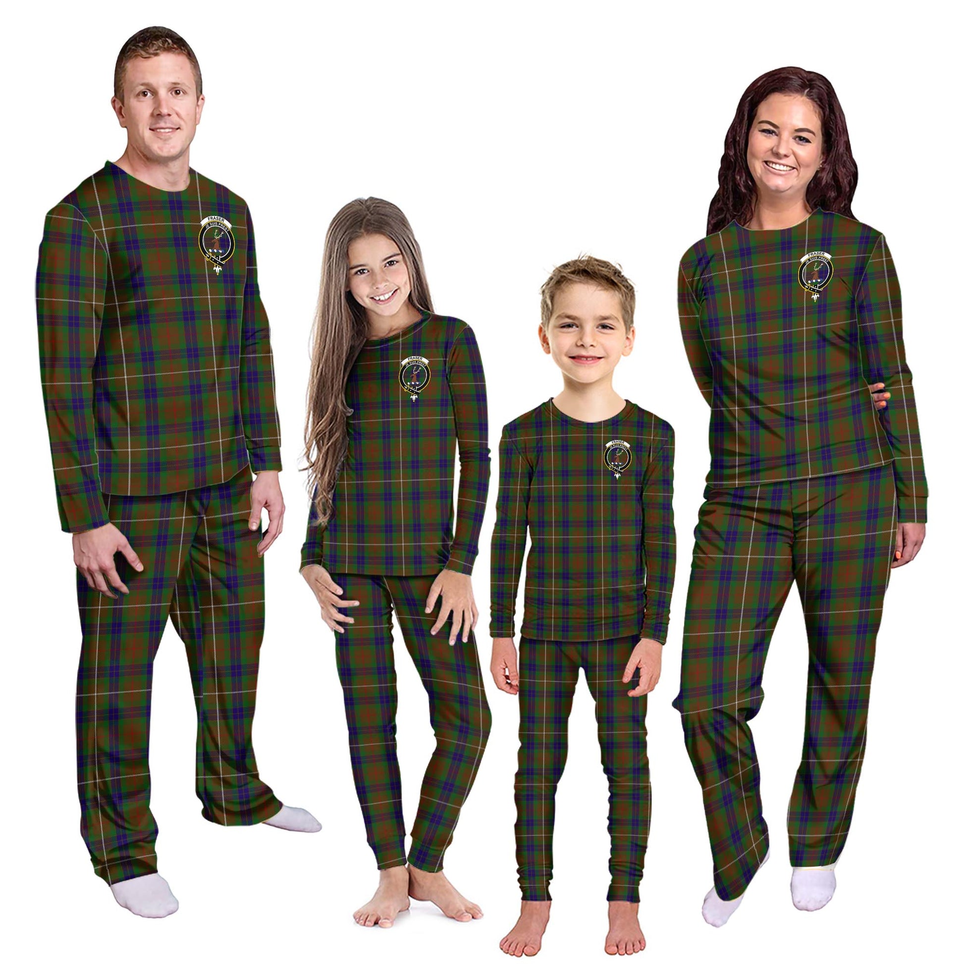 Fraser Hunting Tartan Pajamas Family Set with Family Crest Kid - Tartan Vibes Clothing