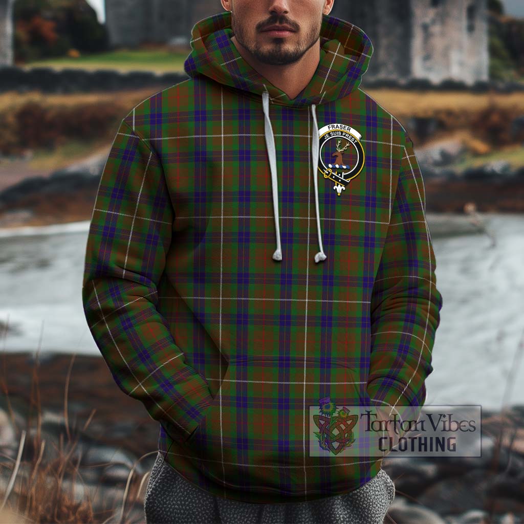 Tartan Vibes Clothing Fraser Hunting Tartan Cotton Hoodie with Family Crest