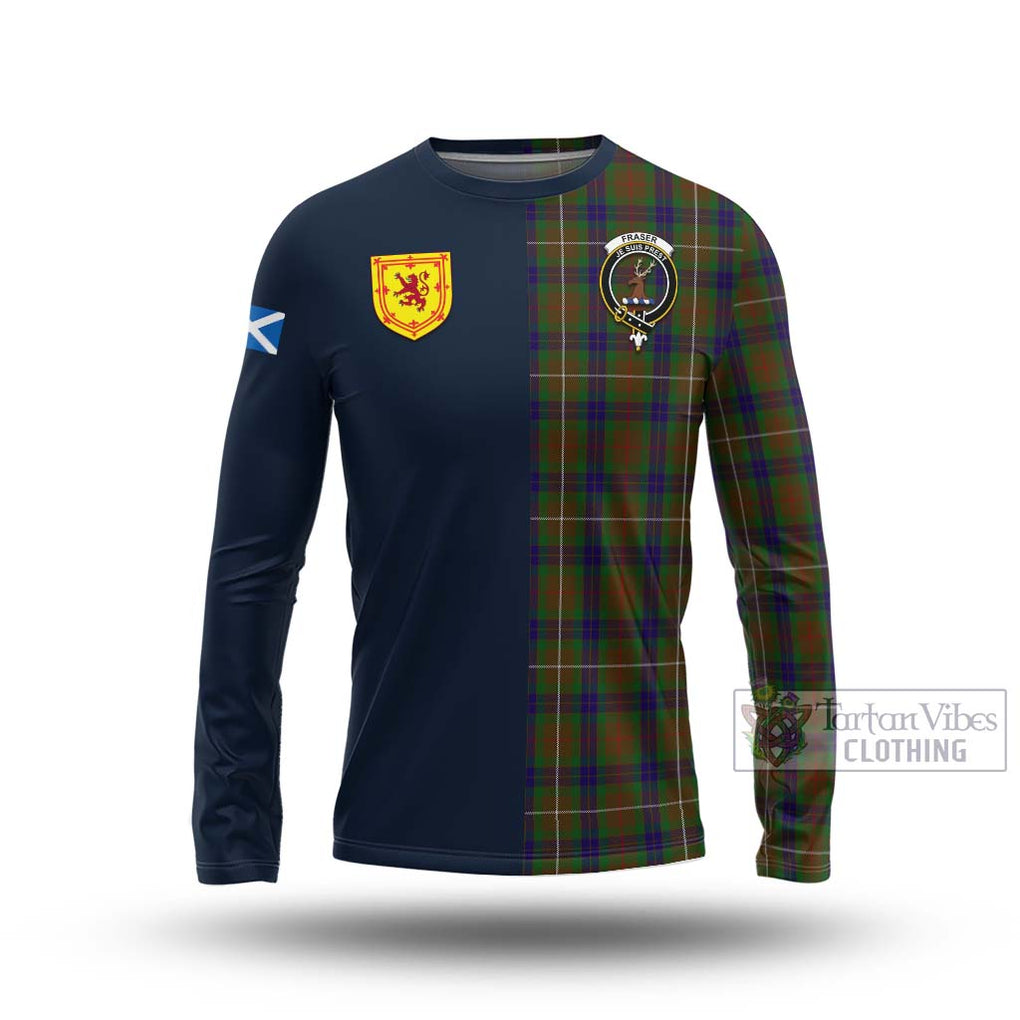 Tartan Vibes Clothing Fraser Hunting Tartan Long Sleeve T-Shirt with Scottish Lion Royal Arm Half Style