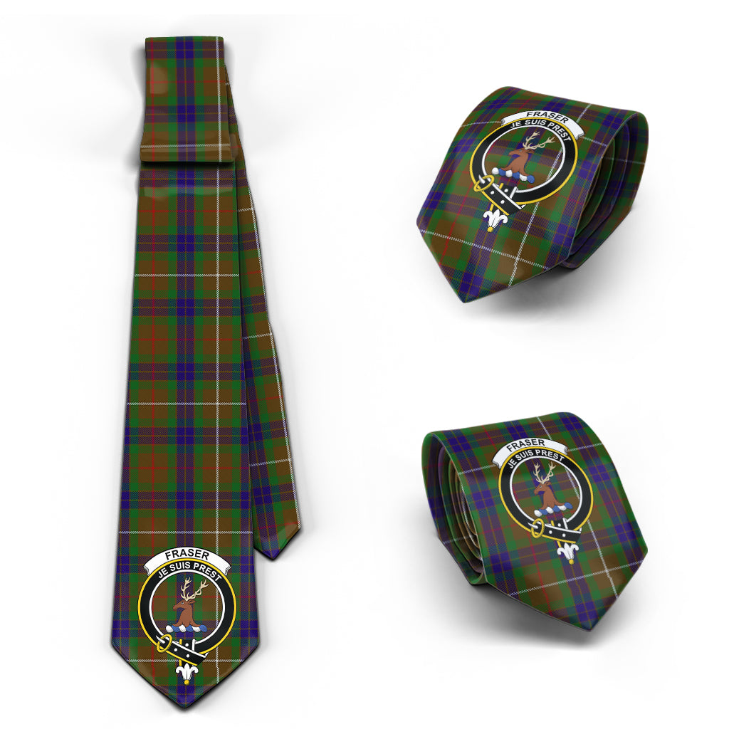 Fraser Hunting Tartan Classic Necktie with Family Crest Necktie One Size - Tartan Vibes Clothing