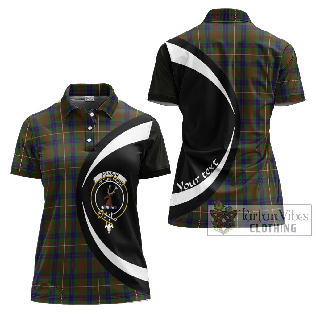 Fraser Hunting Tartan Women's Polo Shirt with Family Crest Circle Style Women - Tartan Vibes Clothing