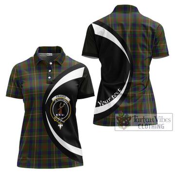 Fraser Hunting Tartan Women's Polo Shirt with Family Crest Circle Style