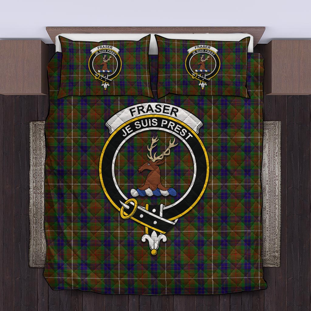 Fraser Hunting Tartan Quilt Bed Set with Family Crest Twin - Tartan Vibes Clothing