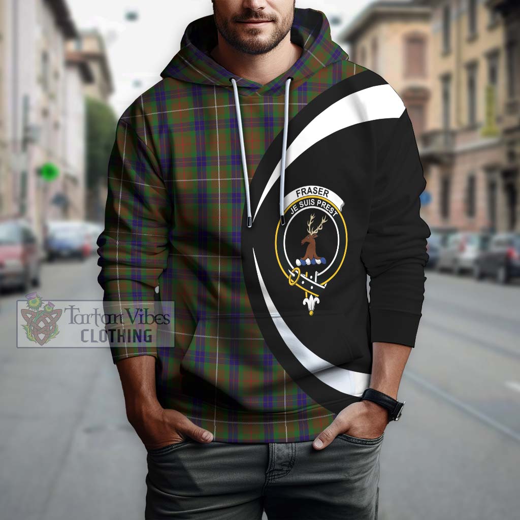 Tartan Vibes Clothing Fraser Hunting Tartan Hoodie with Family Crest Circle Style