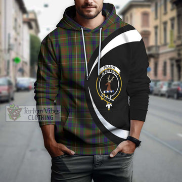 Fraser Hunting Tartan Hoodie with Family Crest Circle Style