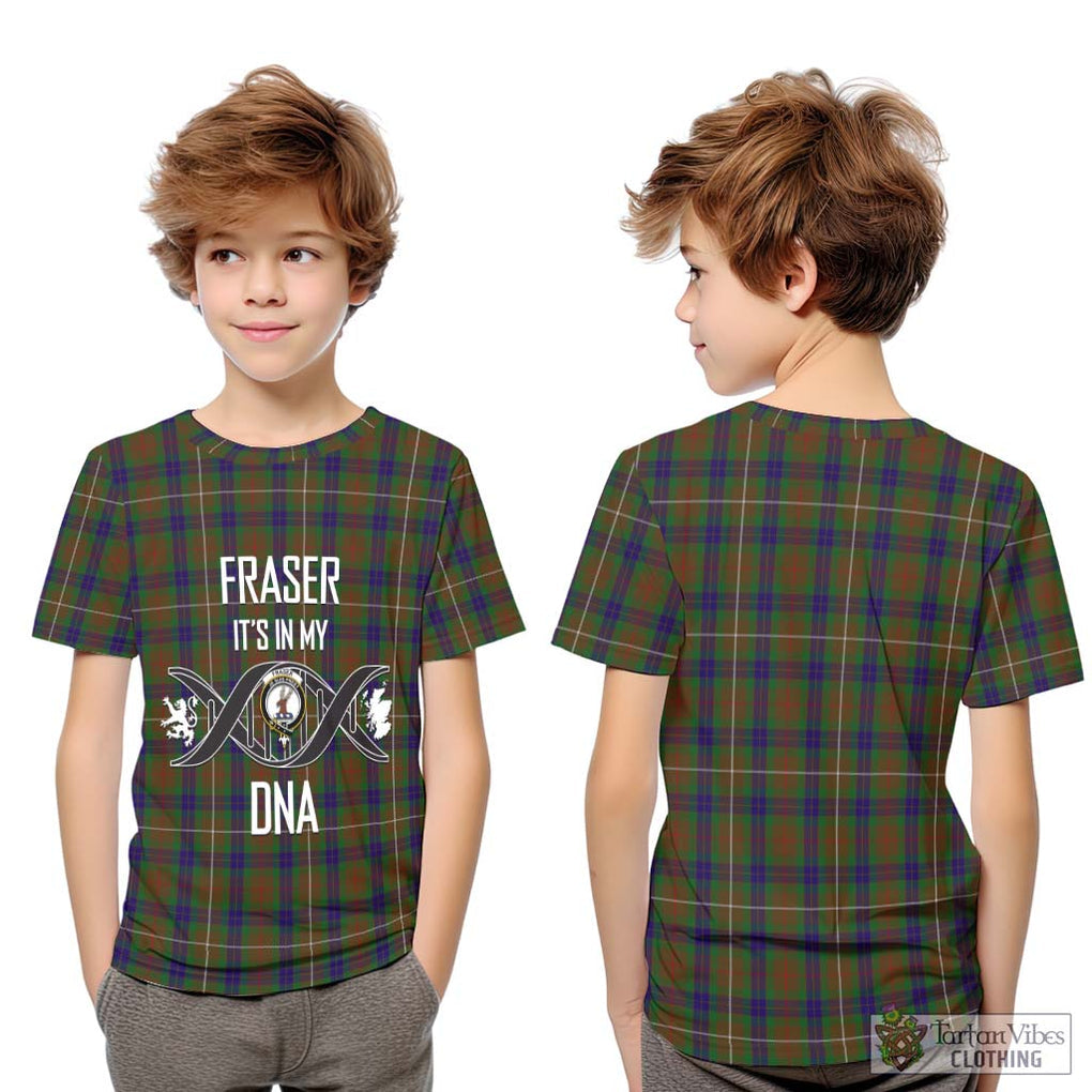 Fraser Hunting Tartan Kid T-Shirt with Family Crest DNA In Me Style Youth XL Size14 - Tartanvibesclothing Shop