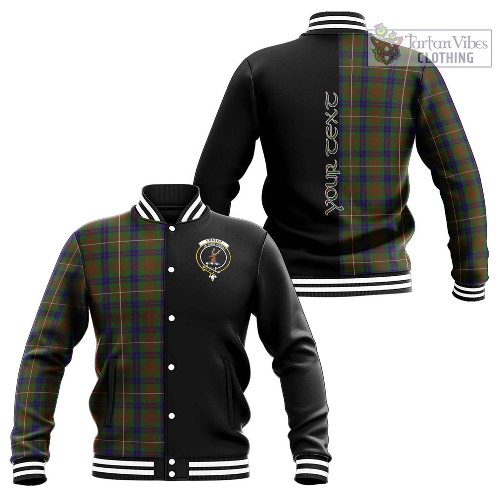 Fraser Hunting Tartan Baseball Jacket with Family Crest and Half Of Me Style Unisex - Tartanvibesclothing Shop