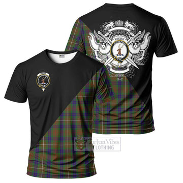 Fraser Hunting Tartan T-Shirt with Family Crest and Military Logo Style