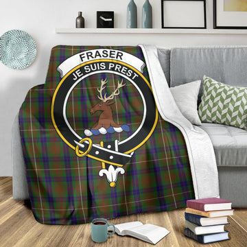 Fraser Hunting Tartan Blanket with Family Crest