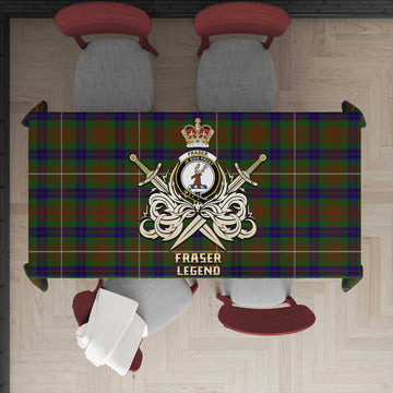 Fraser Hunting Tartan Tablecloth with Clan Crest and the Golden Sword of Courageous Legacy