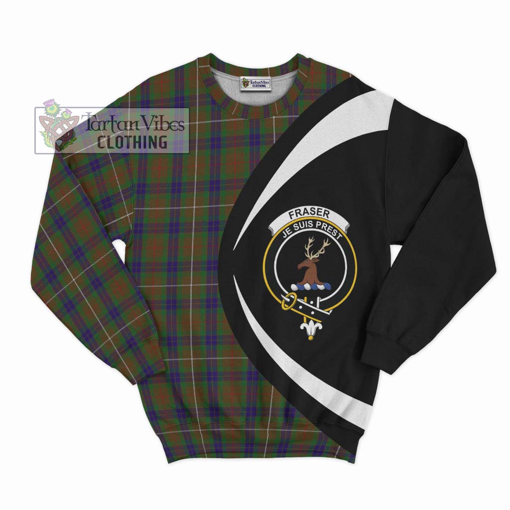 Fraser Hunting Tartan Sweatshirt with Family Crest Circle Style Unisex - Tartan Vibes Clothing