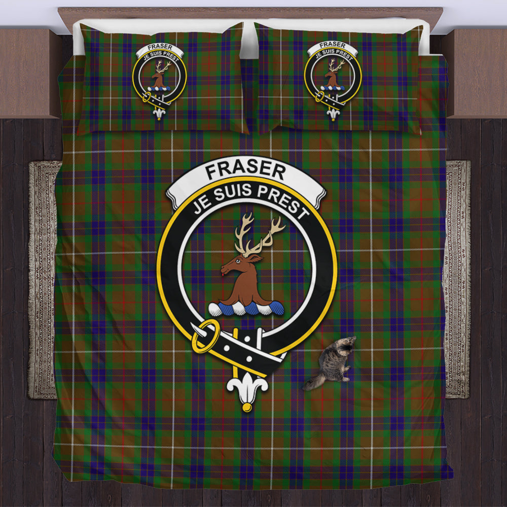 Fraser Hunting Tartan Bedding Set with Family Crest US Bedding Set - Tartan Vibes Clothing