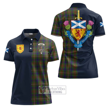 Fraser Hunting Tartan Women's Polo Shirt Alba with Scottish Lion Royal Arm Half Style