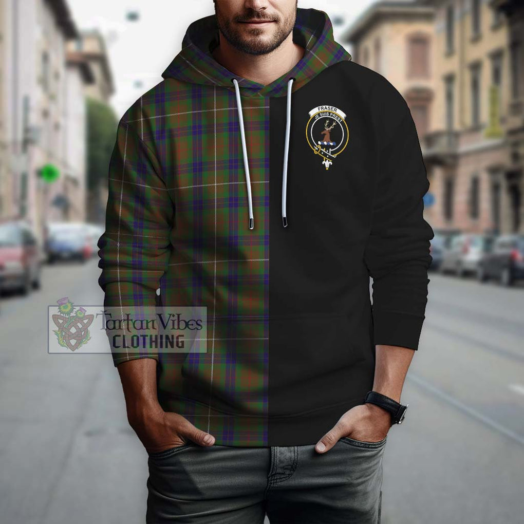 Fraser Hunting Tartan Hoodie with Family Crest and Half Of Me Style Zip Hoodie - Tartanvibesclothing Shop