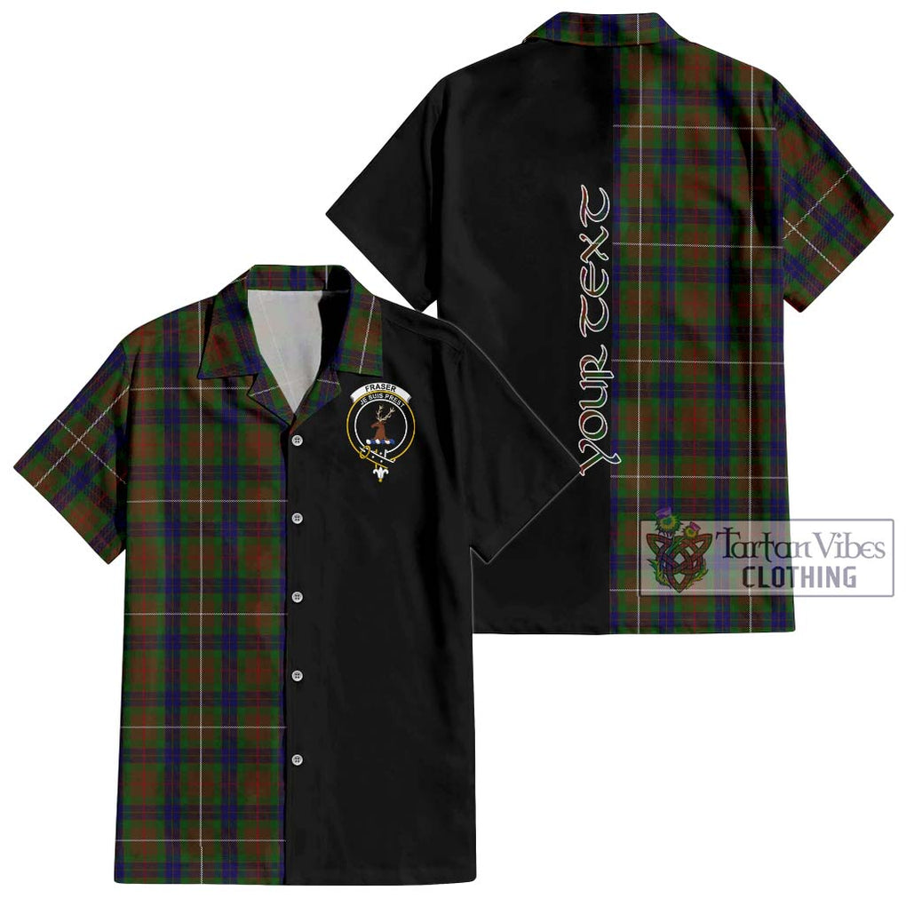 Fraser Hunting Tartan Short Sleeve Button Shirt with Family Crest and Half Of Me Style Kid - Tartanvibesclothing Shop