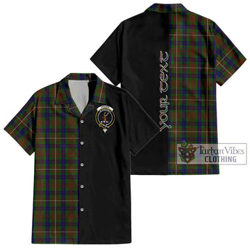 Fraser Hunting Tartan Short Sleeve Button Shirt with Family Crest and Half Of Me Style