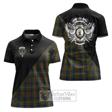 Fraser Hunting Tartan Women's Polo Shirt with Family Crest and Military Logo Style