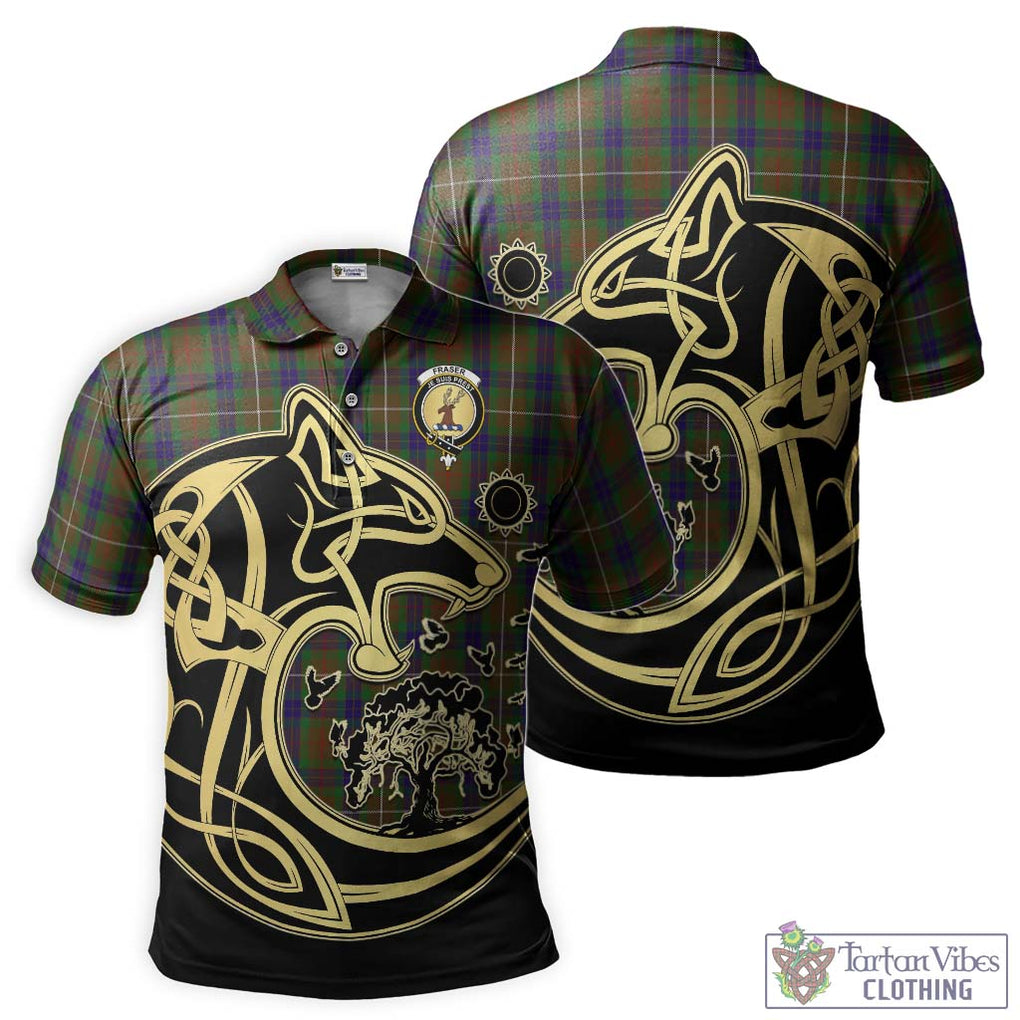 Fraser Hunting Tartan Polo Shirt with Family Crest Celtic Wolf Style Kid - Tartanvibesclothing Shop