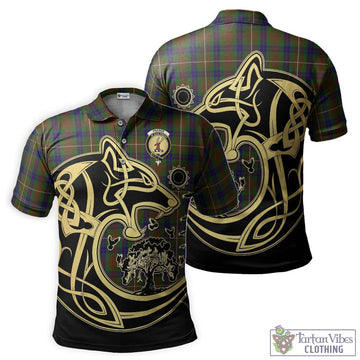 Fraser Hunting Tartan Polo Shirt with Family Crest Celtic Wolf Style