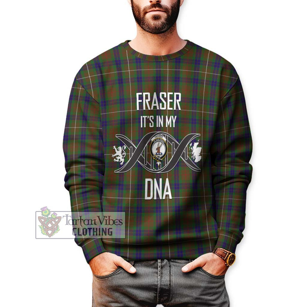 Fraser Hunting Tartan Sweatshirt with Family Crest DNA In Me Style Unisex - Tartanvibesclothing Shop