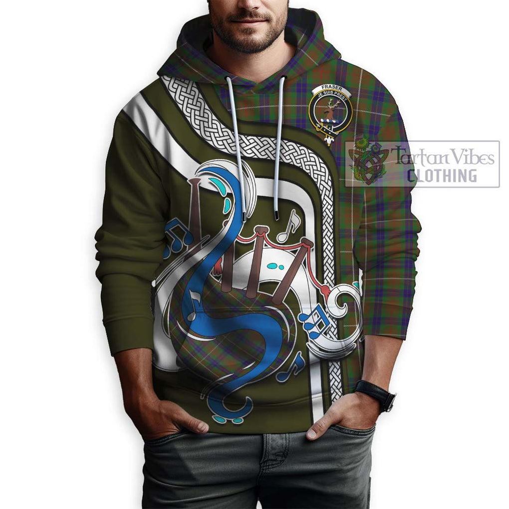 Fraser Hunting Tartan Hoodie with Epic Bagpipe Style Zip Hoodie - Tartanvibesclothing Shop