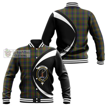 Fraser Hunting Tartan Baseball Jacket with Family Crest Circle Style