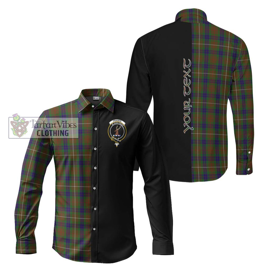 Fraser Hunting Tartan Long Sleeve Button Shirt with Family Crest and Half Of Me Style Men's Shirt S - Tartanvibesclothing Shop