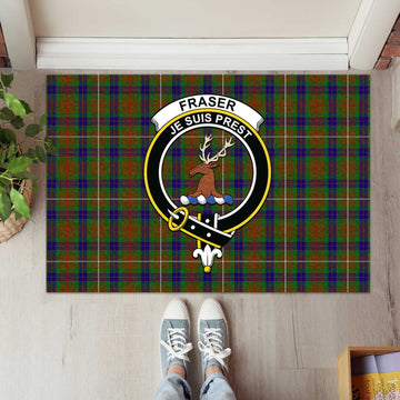 Fraser Hunting Tartan Door Mat with Family Crest