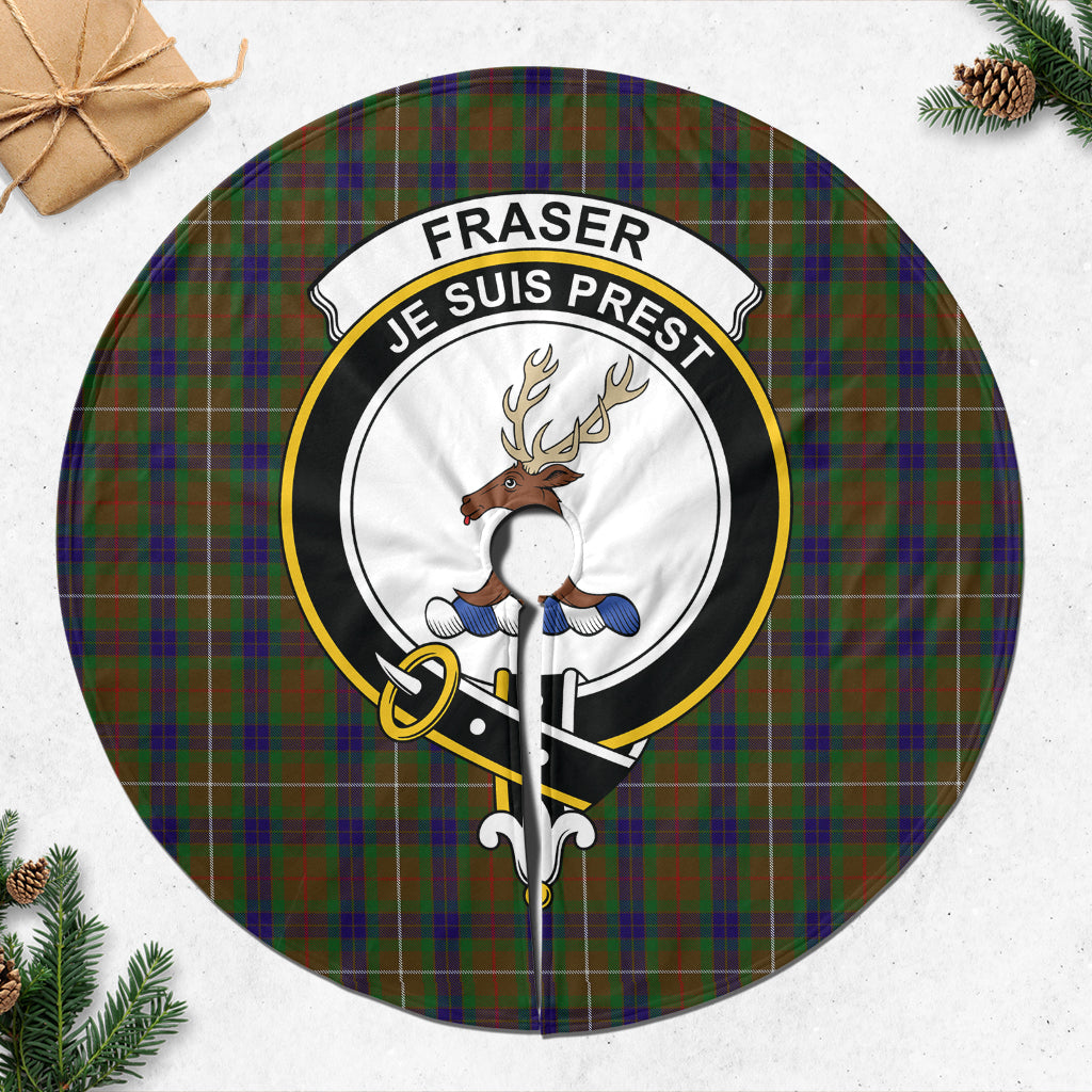 Fraser Hunting Tartan Christmas Tree Skirt with Family Crest - Tartanvibesclothing