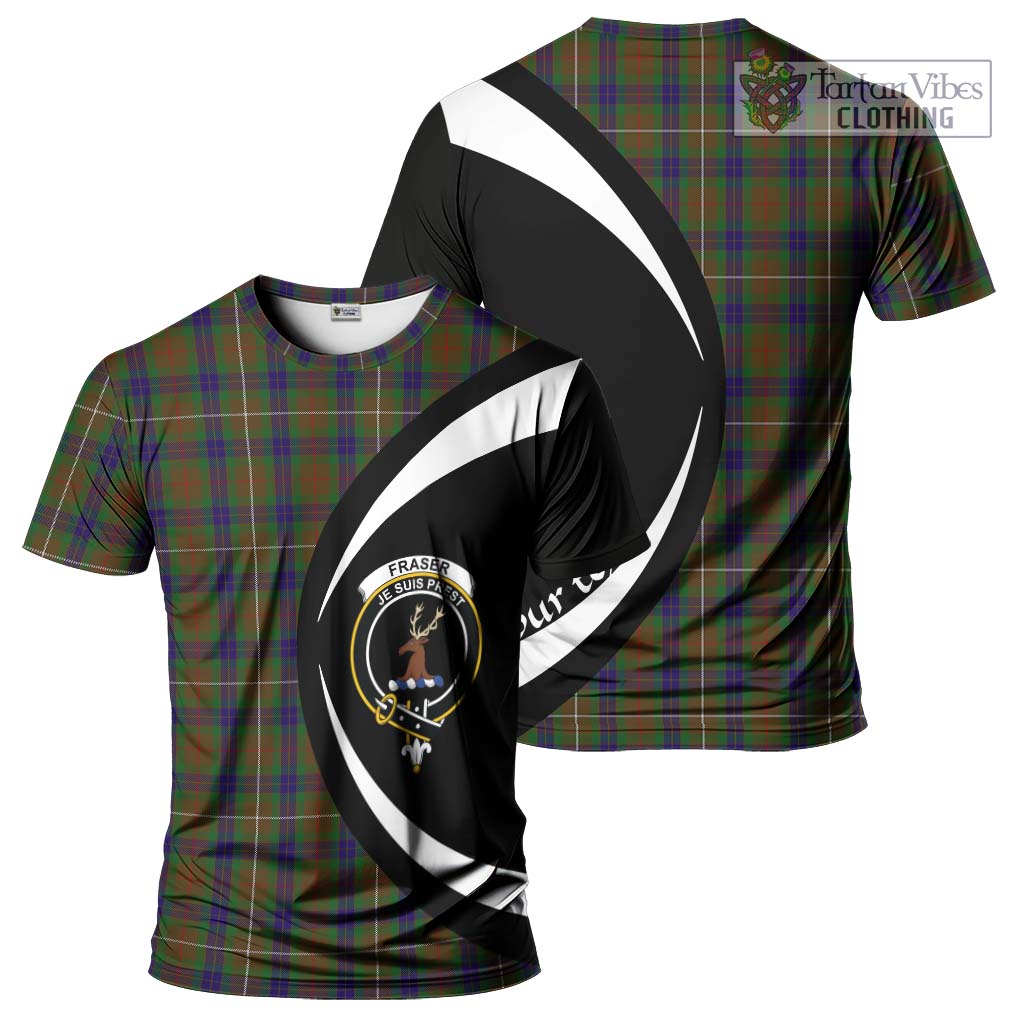 Tartan Vibes Clothing Fraser Hunting Tartan T-Shirt with Family Crest Circle Style