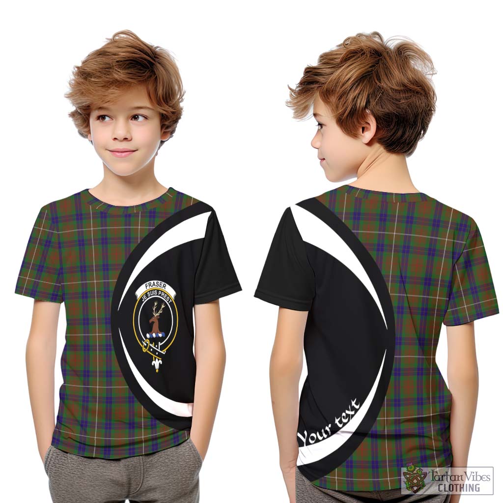 Fraser Hunting Tartan Kid T-Shirt with Family Crest Circle Style Youth XL Size14 - Tartan Vibes Clothing