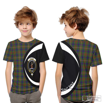 Fraser Hunting Tartan Kid T-Shirt with Family Crest Circle Style