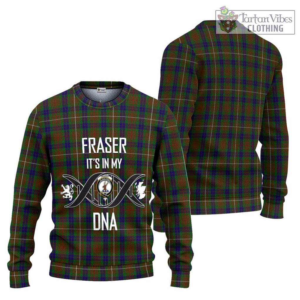 Fraser Hunting Tartan Knitted Sweater with Family Crest DNA In Me Style Unisex - Tartanvibesclothing Shop