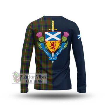 Fraser Hunting Tartan Long Sleeve T-Shirt Alba with Scottish Lion Royal Arm Half Style