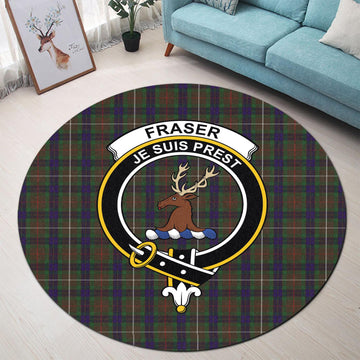 Fraser Hunting Tartan Round Rug with Family Crest