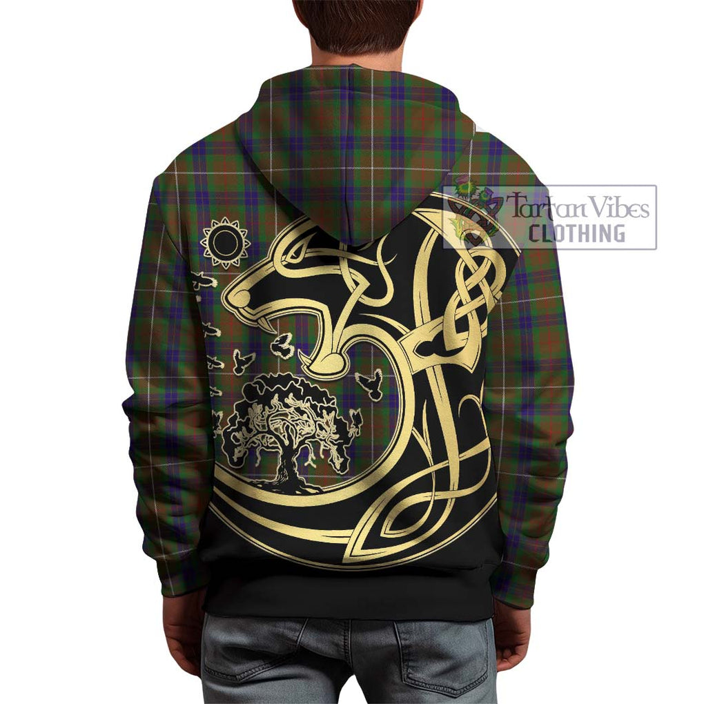 Fraser Hunting Tartan Hoodie with Family Crest Celtic Wolf Style - Tartan Vibes Clothing