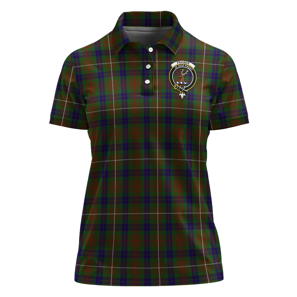 Fraser Hunting Tartan Polo Shirt with Family Crest For Women - Tartan Vibes Clothing