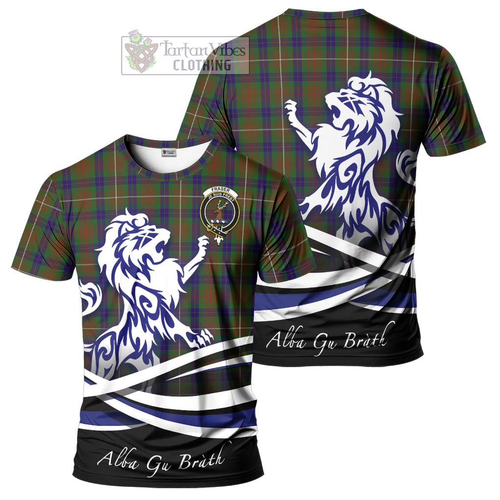 Tartan Vibes Clothing Fraser Hunting Tartan Cotton T-shirt with Alba Gu Brath Regal Lion Emblem