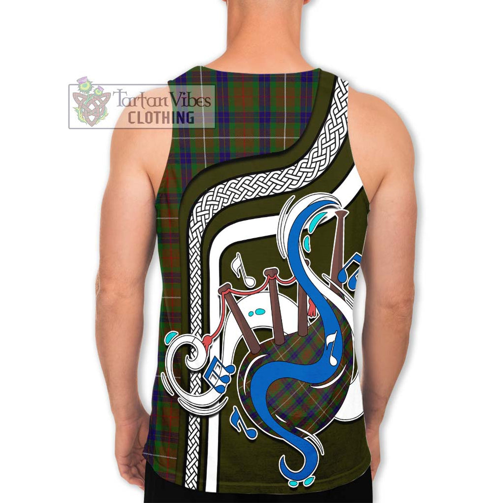 Fraser Hunting Tartan Men's Tank Top with Epic Bagpipe Style - Tartanvibesclothing Shop