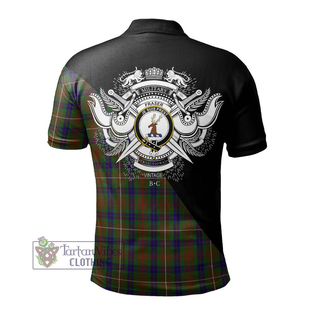 Fraser Hunting Tartan Polo Shirt with Family Crest and Military Logo Style - Tartanvibesclothing Shop