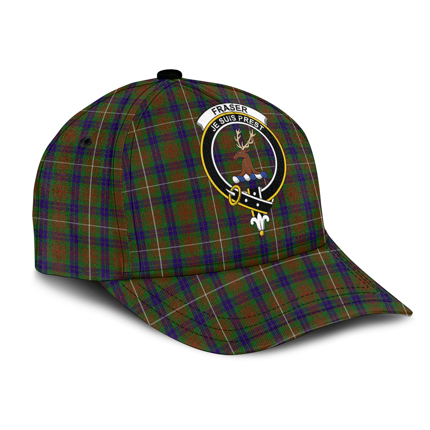 Fraser Hunting Tartan Classic Cap with Family Crest - Tartan Vibes Clothing