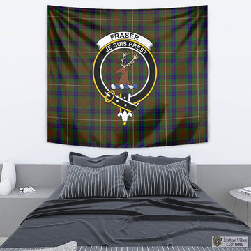 Fraser Hunting Tartan Tapestry Wall Hanging and Home Decor for Room with Family Crest