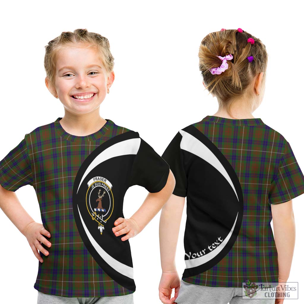 Fraser Hunting Tartan Kid T-Shirt with Family Crest Circle Style - Tartan Vibes Clothing