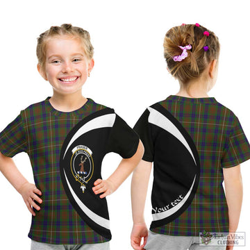 Fraser Hunting Tartan Kid T-Shirt with Family Crest Circle Style