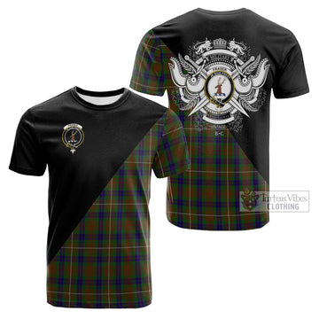 Fraser Hunting Tartan Cotton T-shirt with Family Crest and Military Logo Style