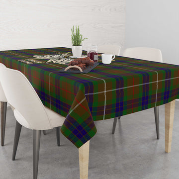 Fraser Hunting Tartan Tablecloth with Clan Crest and the Golden Sword of Courageous Legacy