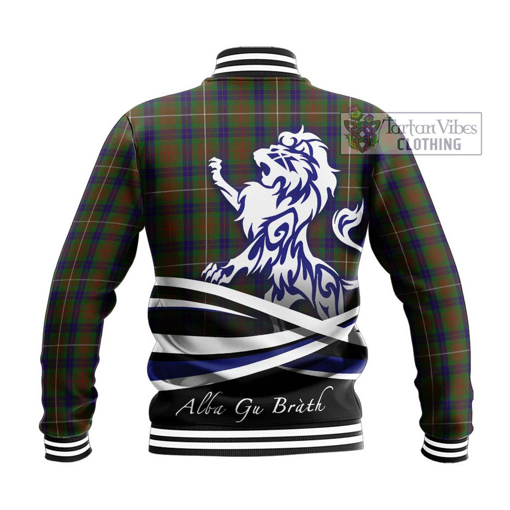 Fraser Hunting Tartan Baseball Jacket with Alba Gu Brath Regal Lion Emblem - Tartanvibesclothing Shop